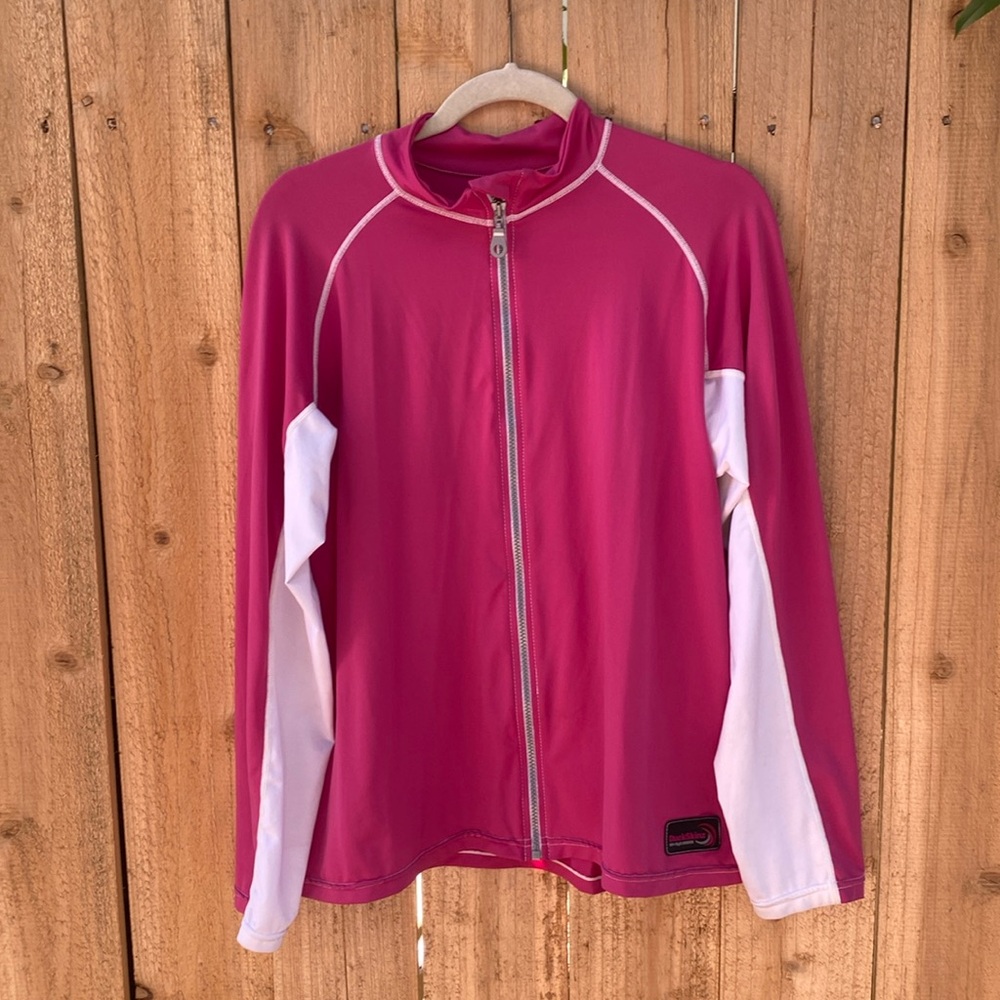 Womens Large DuckSkinz UV H2O Armor Long Sleeve Full Zip Rashguard Jacket Pink